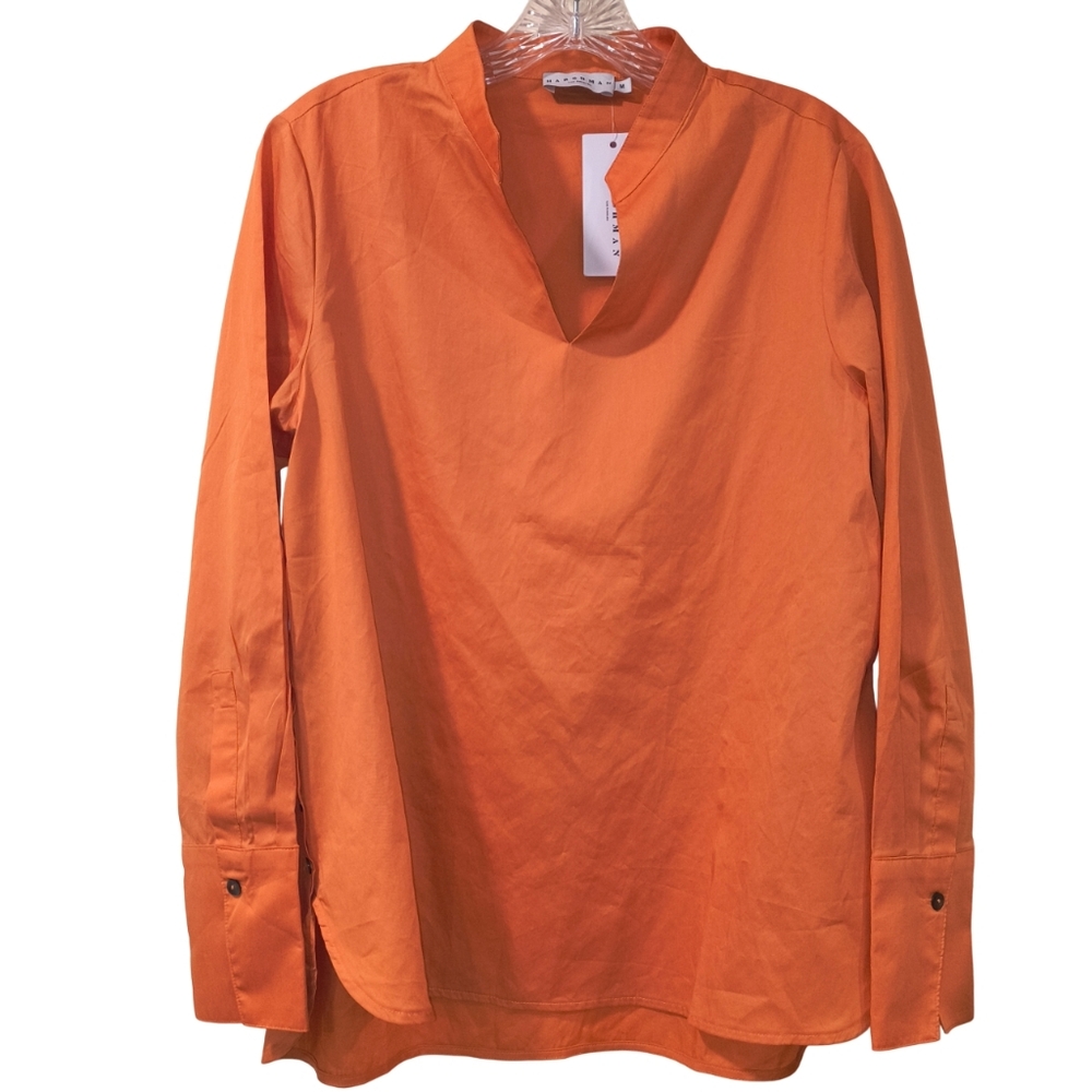 Harshman Ellis Blouse Women's Medium Orange Pleated Top